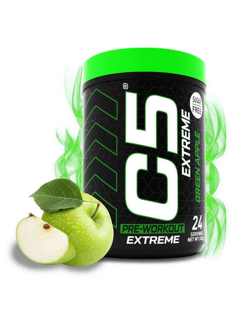 C5 C5 Extreme Pre Workout Powder Green Apple - 24 Servings, Sugar Free, Zero Calories, 200mg High Caffeine - Beta Alanine - Citrulline Malate, High-Performance Pre-Workout Booster Supplement  - Image 1