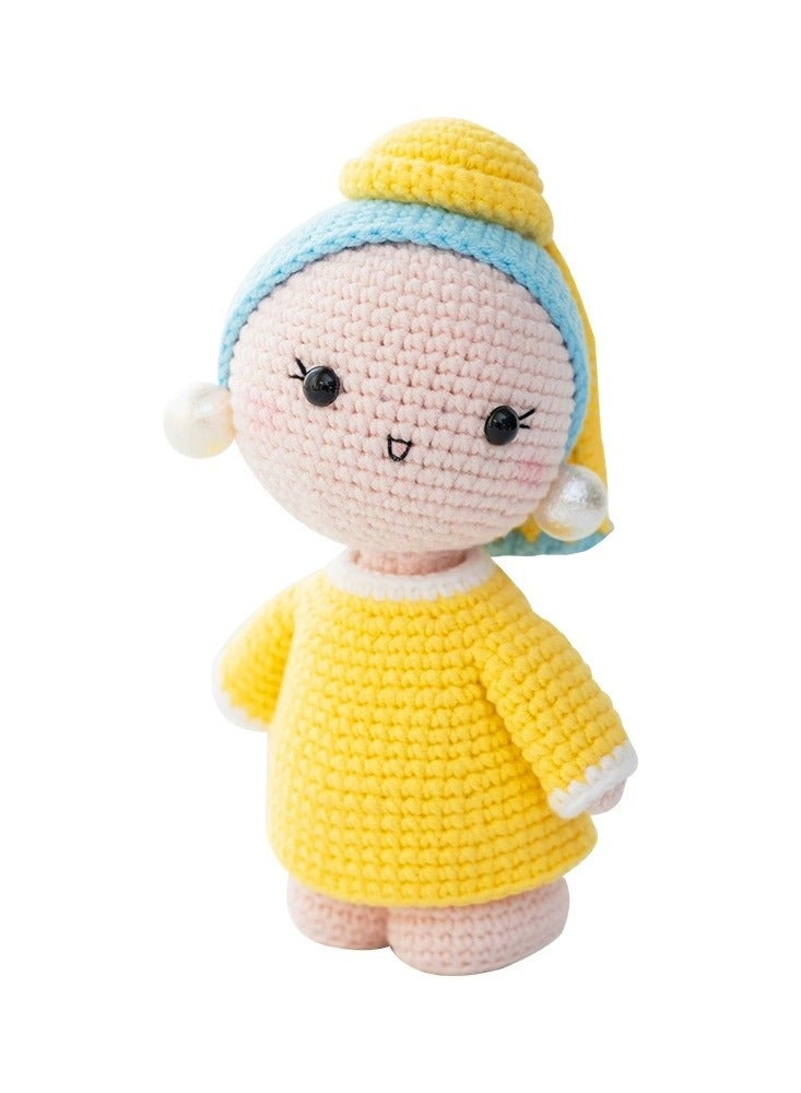 اي اي اي اصنعها بنفسك، كروشيه من الصوف، فتاة ذات قرط من اللؤلؤ، سلسلة مفاتيح مصنوعة يدويًا، حقيبة مصنوعة يدويًا، هدية - Image 1