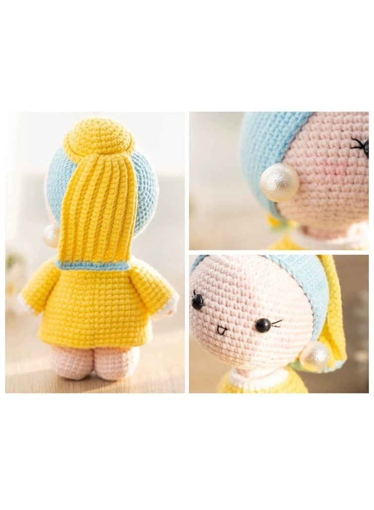 اي اي اي اصنعها بنفسك، كروشيه من الصوف، فتاة ذات قرط من اللؤلؤ، سلسلة مفاتيح مصنوعة يدويًا، حقيبة مصنوعة يدويًا، هدية - Image 2