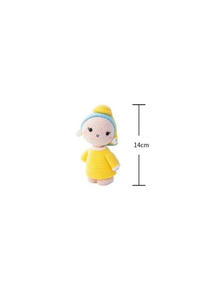 اي اي اي اصنعها بنفسك، كروشيه من الصوف، فتاة ذات قرط من اللؤلؤ، سلسلة مفاتيح مصنوعة يدويًا، حقيبة مصنوعة يدويًا، هدية - Image 3