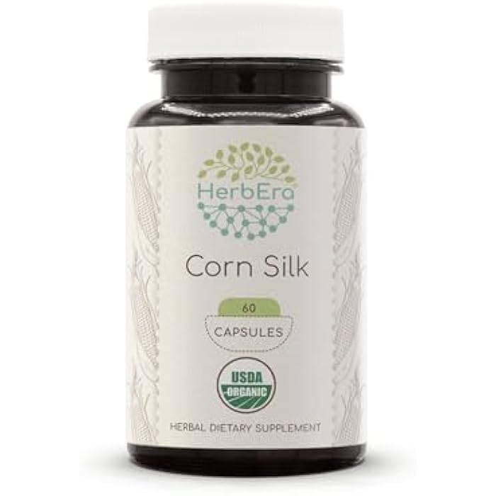 HerbEra Corn Silk USDA Organic 60 Capsules | Natural Herbal Supplement | Certified Organic Vegetarian Capsules and Organic Corn Silk (Zea Mays) Dried Silk (60 Capsules) - Image 1