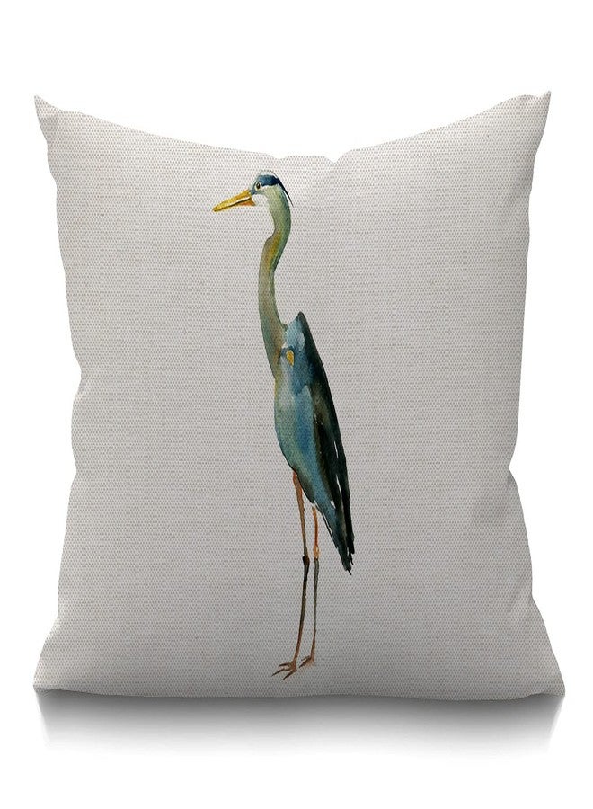 Smooffly Heron Pillow,Watercolor Blue Heron Waist Lumbar Cotton Linen Throw Pillow case Cushion Cover Sofa Home Decorative Rectangle Oblong 12x20 Inches - Image 1