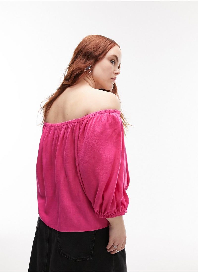Topshop Curve - Bardot Ruffle Top - Image 1