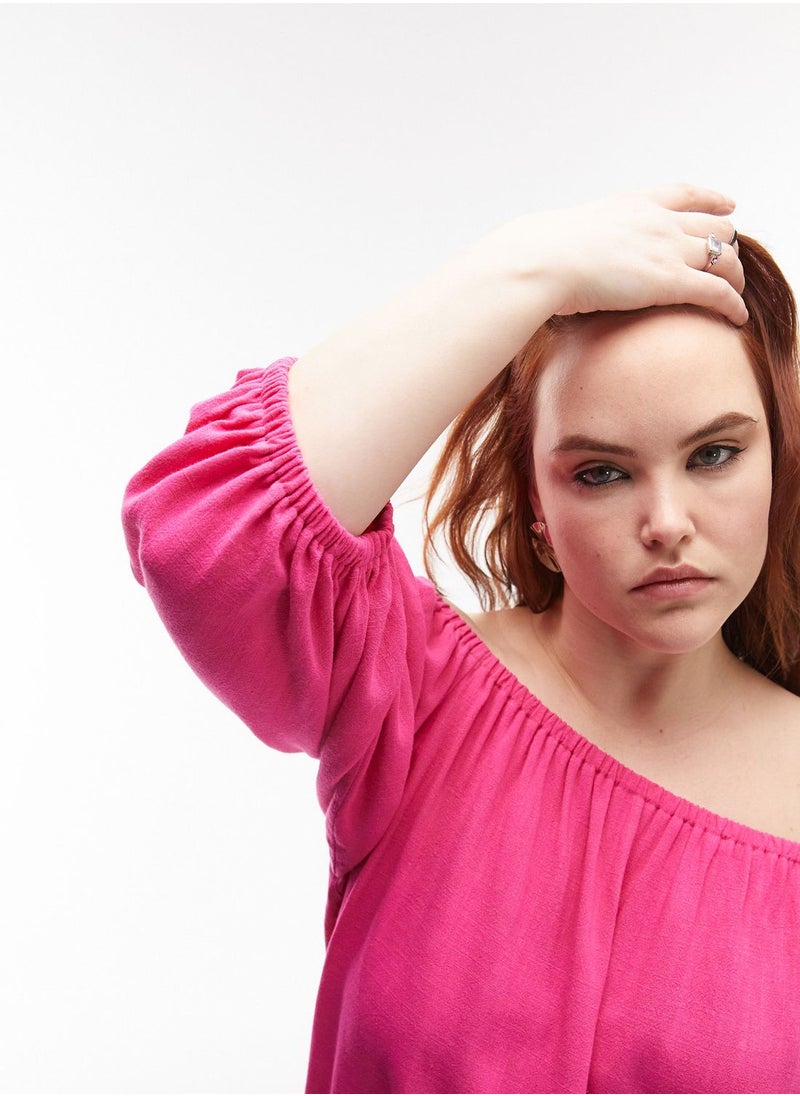 Topshop Curve - Bardot Ruffle Top - Image 1