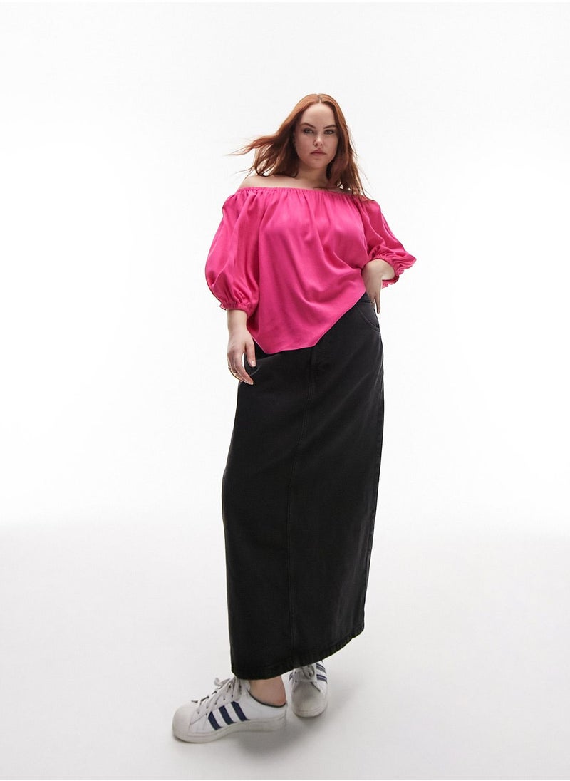 Topshop Curve - Bardot Ruffle Top - Image 1