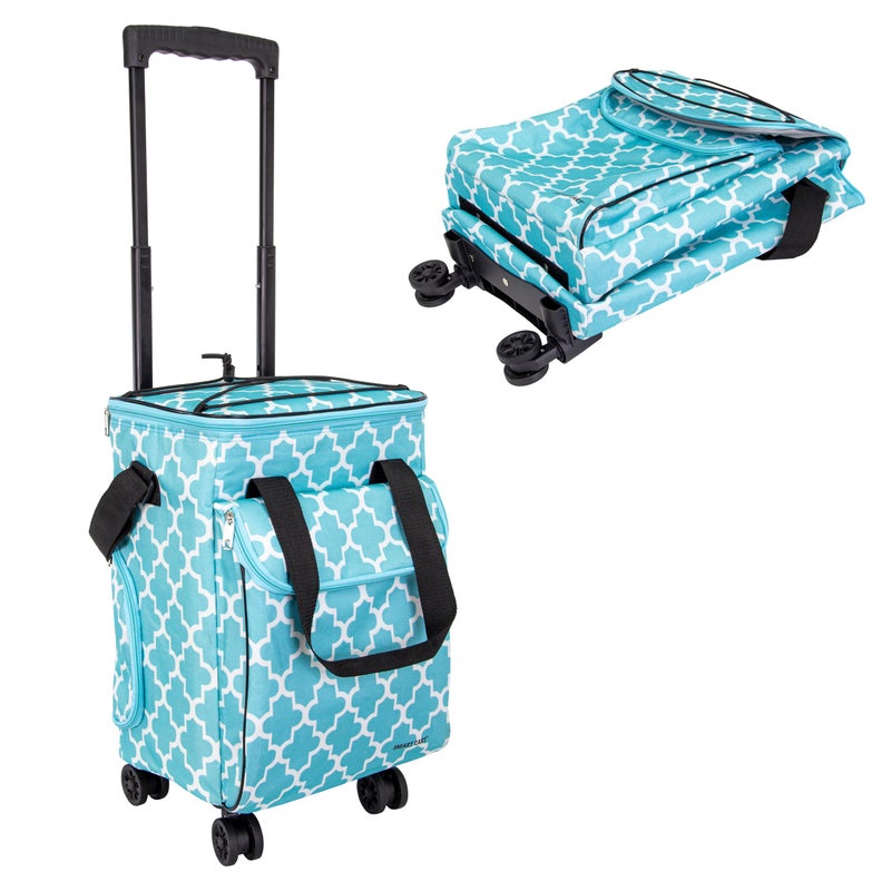 dbest Products Ultra Compact Cooler Smart Cart 360 Insulated Collapsible Rolling Tailgate BBQ Beach, Moroccan Tile - Image 1