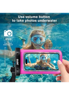 JOTO Universal Waterproof Phone Pouch Cellphone Dry Bag Case for iPhone 14 13 12 11 Pro Max Mini Xs XR X 8 7 6S Plus SE, Galaxy S21 S20 S10 Plus Note 10+ 9, Pixel 4 XL up to 7"-Pink  - Image 2