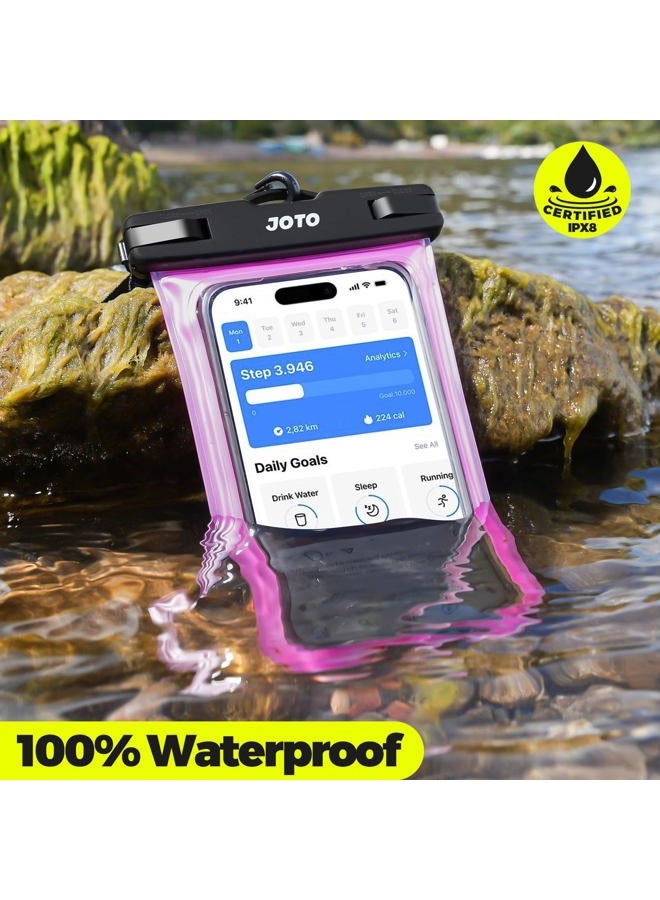 JOTO Universal Waterproof Phone Pouch Cellphone Dry Bag Case for iPhone 17 16 15 14 13 12 11 Pro Max Air Mini Plus Xs XR X 8 7 6S, Galaxy S23 S22 S21 Plus Note, Pixel up to 7" -Pink - Image 2