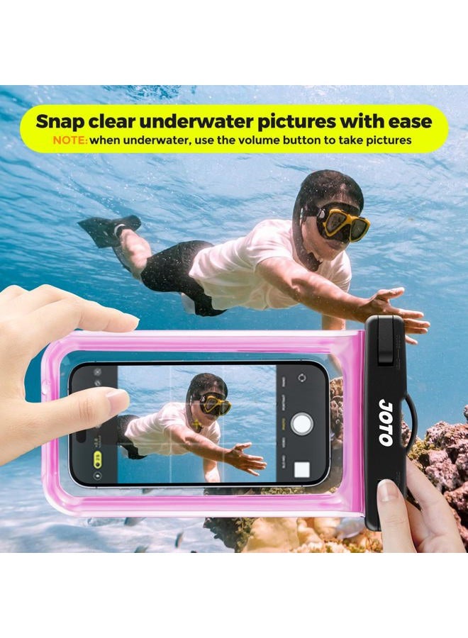 JOTO Universal Waterproof Phone Pouch Cellphone Dry Bag Case for iPhone 17 16 15 14 13 12 11 Pro Max Air Mini Plus Xs XR X 8 7 6S, Galaxy S23 S22 S21 Plus Note, Pixel up to 7" -Pink - Image 3