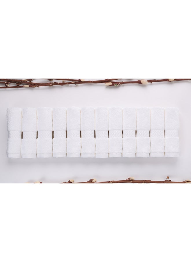 White Rose طقم مناشف أبيض 12 قطعة، 100% قطن ممتاز 530 غم/متر مربع جودة عالية، تجف بسرعة وسميكة وامتصاص عالٍ مناشف الحمام الناعمة للفندق للاستحمام والسبا 12 قطعة قماش غسيل (33x33 سم) أبيض  - Image 1