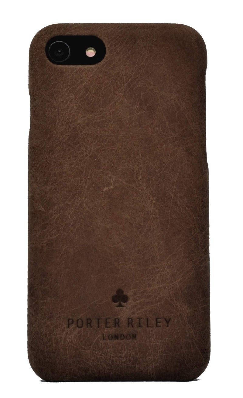 Porter Riley - Leather Case for iPhone SE 2022/20 and iPhone 8 / iPhone 7. Premium Genuine Leather Slimline Back Case (Chocolate Brown) - Image 1