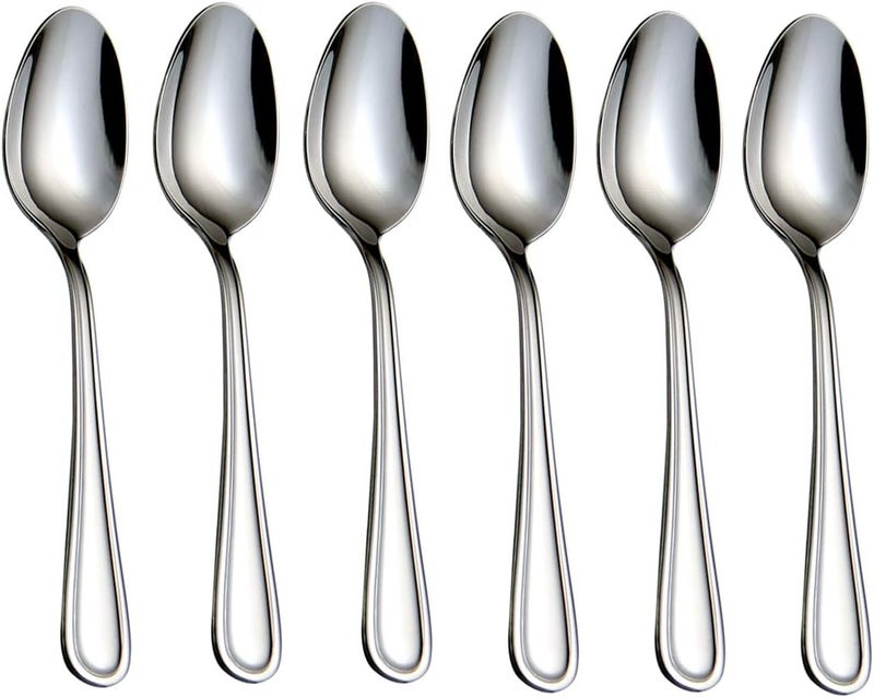 HISSF Teaspoons Stainless Steel 18/0 Tea Spoons 6 Pcs, 6.29 Inches For Home, Kitchen Restaurant, Slilver - Image 1