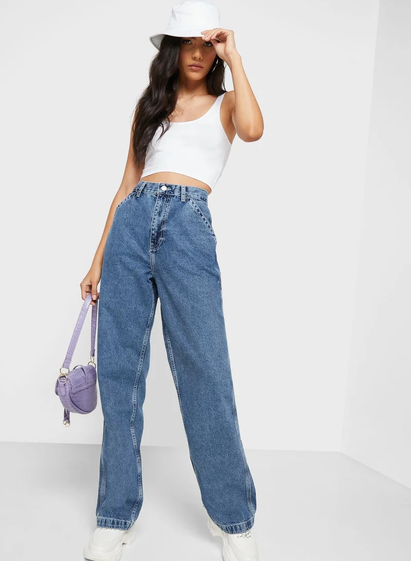 TOPSHOP High Waist Straight Jeans