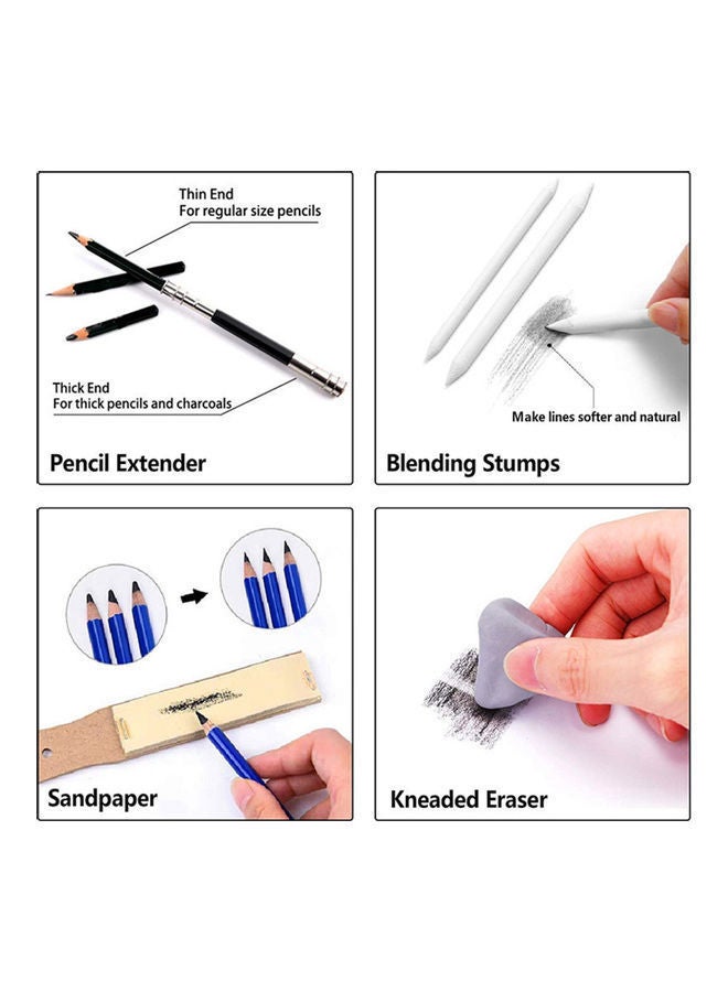 NIBEMINENT 35-Piece Coloured And Drawing Pencils Kit With Storage Box Multicolour - Image 3