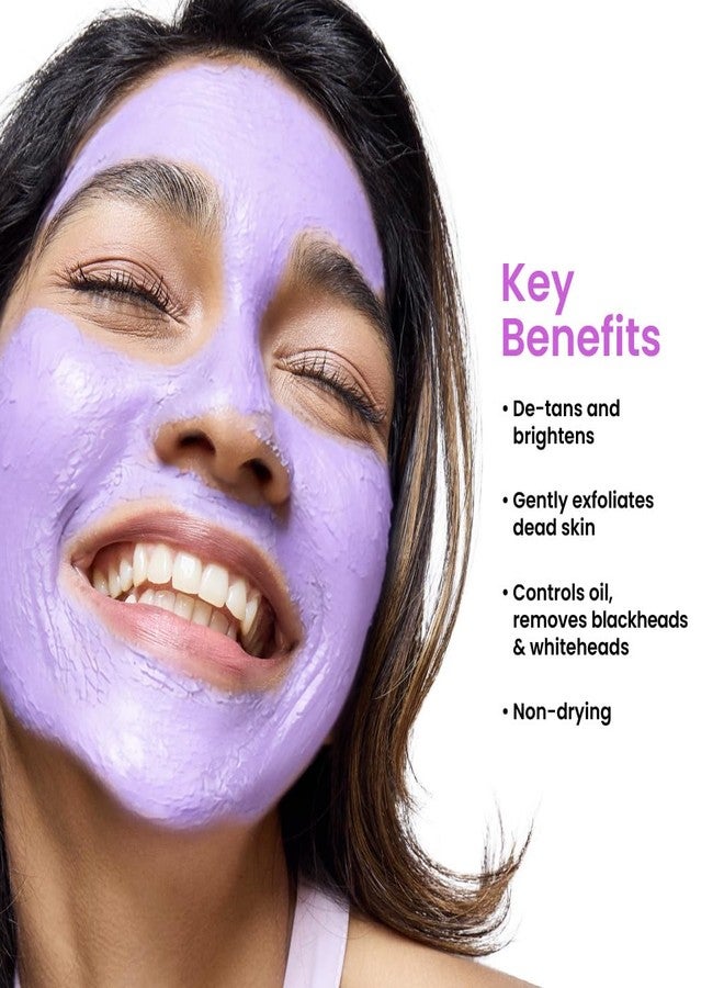 Foxtale De-Tan Face Mask for Glowing Skin| Clay Mask with Lactic Acid for Tan Removal, Reduction in Blackheads, Instant Brightening| New-Age Ubtan Face Pack for All Skin Types | Men & Women- 75g - Image 2