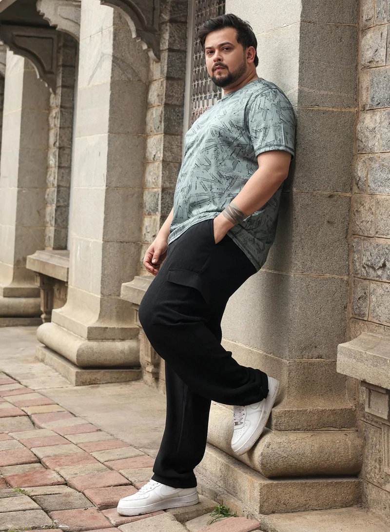 Instafab Plus  Men's Olive Green Abstract-Streak Activewear T-Shirt for Men | Best Price UAE
