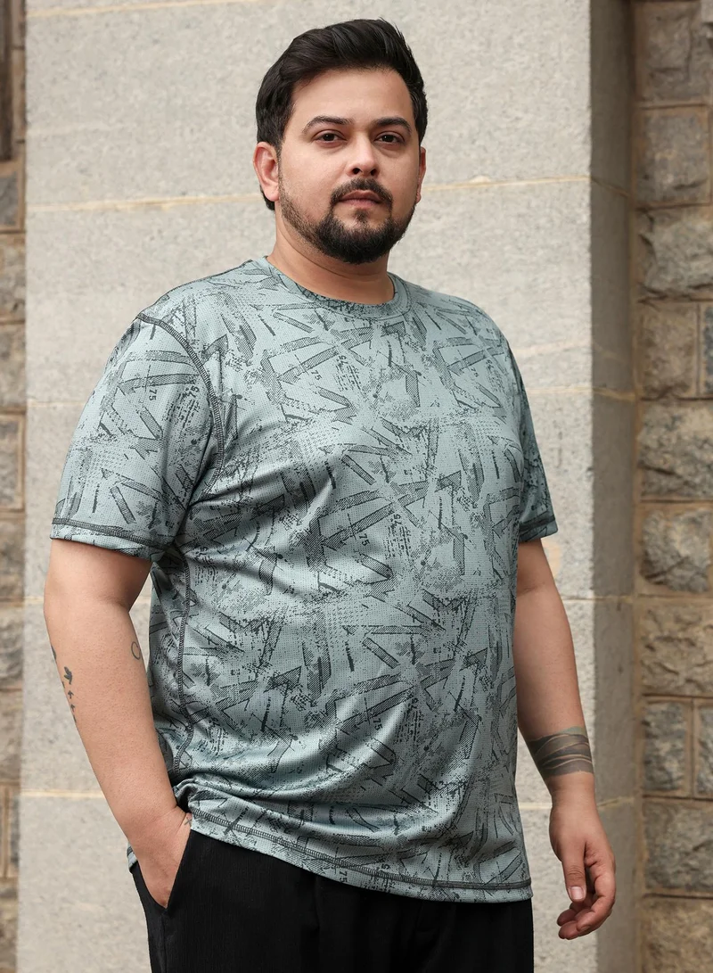 Instafab Plus  Men's Olive Green Abstract-Streak Activewear T-Shirt for Men | Best Price UAE
