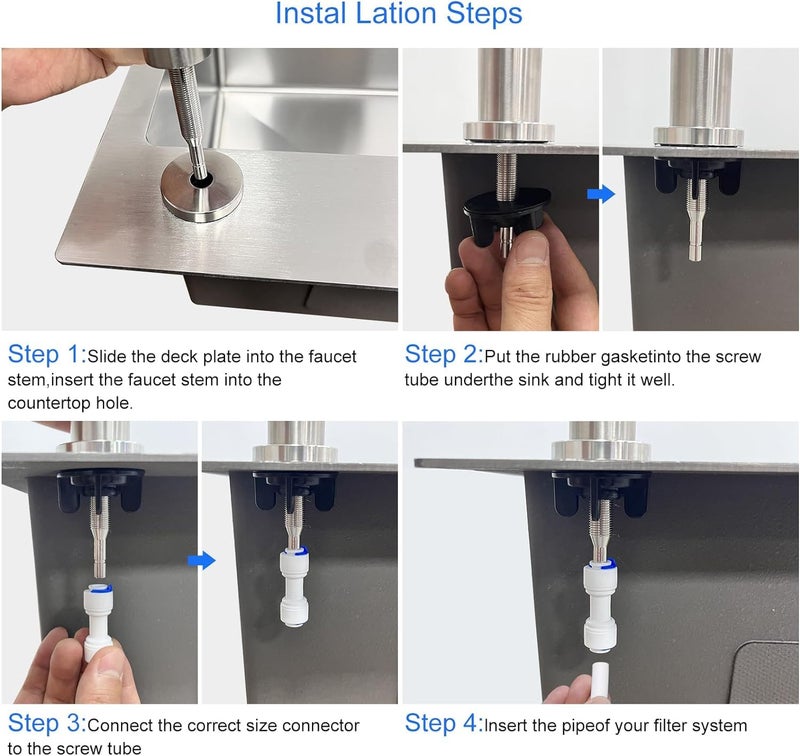 Inart Stainless Steel Faucet Tap - Ideal for Undersink RO Water Purifiers & Kitchen Sinks - Durable Drinking Water Filter Tap (Nickel Color) - Image 3