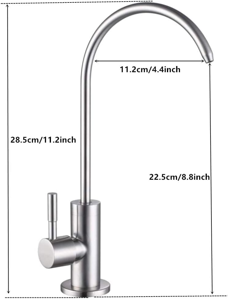 Inart Stainless Steel Faucet Tap - Ideal for Undersink RO Water Purifiers & Kitchen Sinks - Durable Drinking Water Filter Tap (Nickel Color) - Image 2