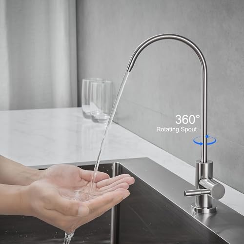 Inart Stainless Steel Faucet Tap - Ideal for Undersink RO Water Purifiers & Kitchen Sinks - Durable Drinking Water Filter Tap (Nickel Color) - Image 4