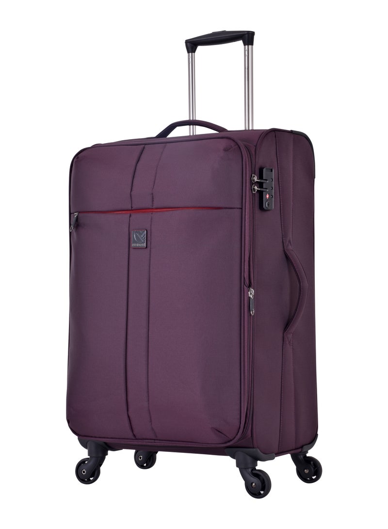eminent Soft Case Travel Bag Luggage Trolley for Unisex Polyester Lightweight Expandable Wheeled Suitcase with TSA lock V6101 Purple - Image 1