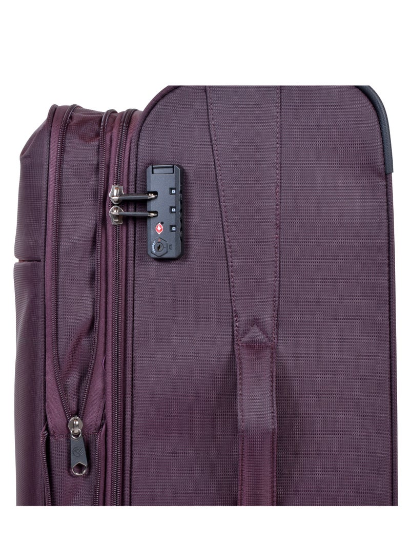eminent Soft Case Travel Bag Luggage Trolley for Unisex Polyester Lightweight Expandable Wheeled Suitcase with TSA lock V6101 Purple - Image 5