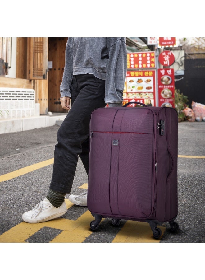 إيمينينت حقيبة سفر ناعمة بعجلات ترولي للجنسين من البوليستر خفيفة الوزن قابلة للتوسيع مع قفل   بنفسجي - Image 2