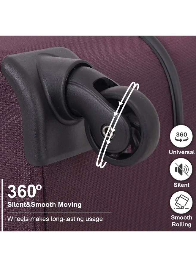 eminent Purple Soft Case Travel Bag Luggage Trolley for Unisex Polyester Lightweight Expandable Wheeled Suitcase with TSA lock V6101 Purple  | Best Price UAE