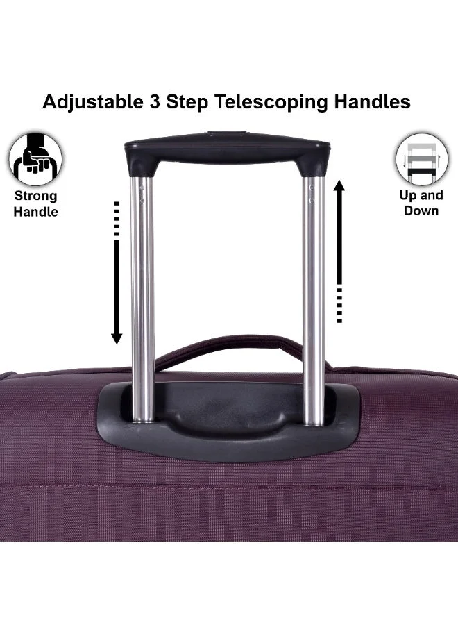 eminent Purple Soft Case Travel Bag Luggage Trolley for Unisex Polyester Lightweight Expandable Wheeled Suitcase with TSA lock V6101 Purple  | Best Price UAE