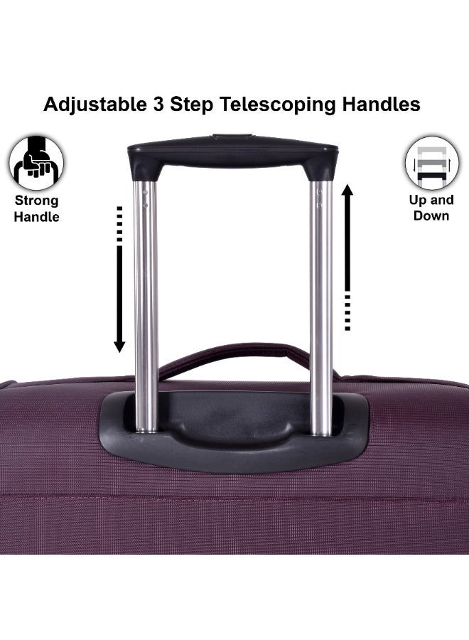 إيمينينت حقيبة سفر ناعمة بعجلات ترولي للجنسين من البوليستر خفيفة الوزن قابلة للتوسيع مع قفل   بنفسجي - Image 5