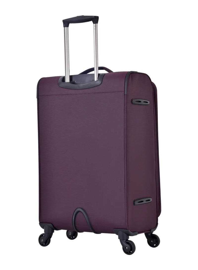 eminent Purple Soft Case Travel Bag Luggage Trolley for Unisex Polyester Lightweight Expandable Wheeled Suitcase with TSA lock V6101 Purple  | Best Price UAE