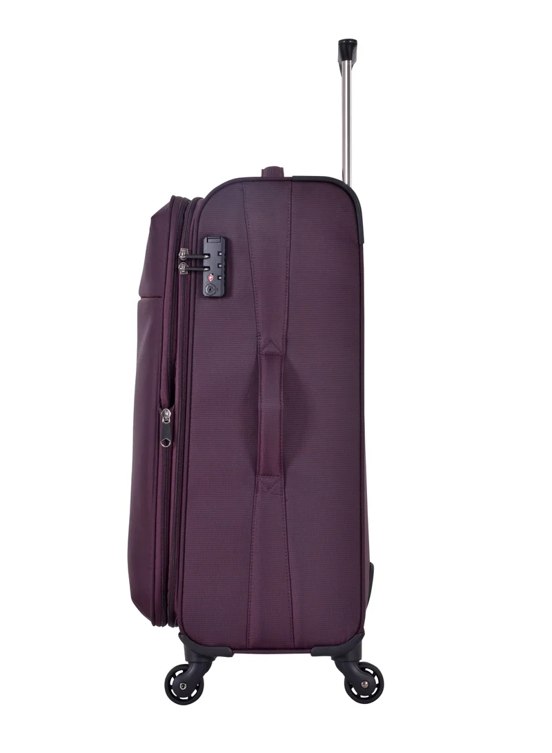 eminent Purple Soft Case Travel Bag Luggage Trolley for Unisex Polyester Lightweight Expandable Wheeled Suitcase with TSA lock V6101 Purple  | Best Price UAE
