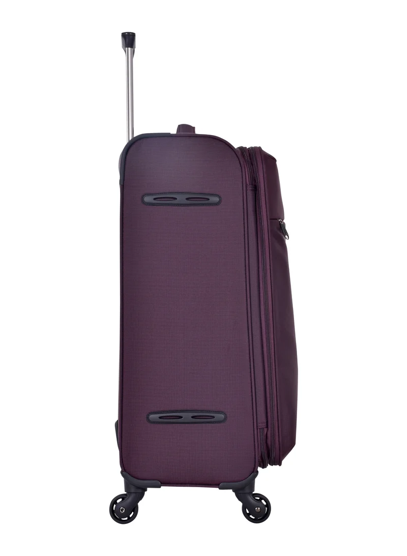 eminent Purple Soft Case Travel Bag Luggage Trolley for Unisex Polyester Lightweight Expandable Wheeled Suitcase with TSA lock V6101 Purple  | Best Price UAE
