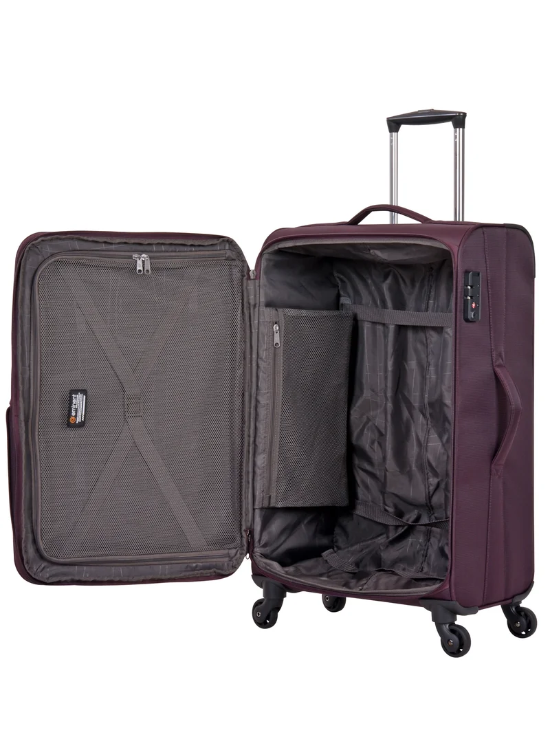 eminent Purple Soft Case Travel Bag Luggage Trolley for Unisex Polyester Lightweight Expandable Wheeled Suitcase with TSA lock V6101 Purple  | Best Price UAE