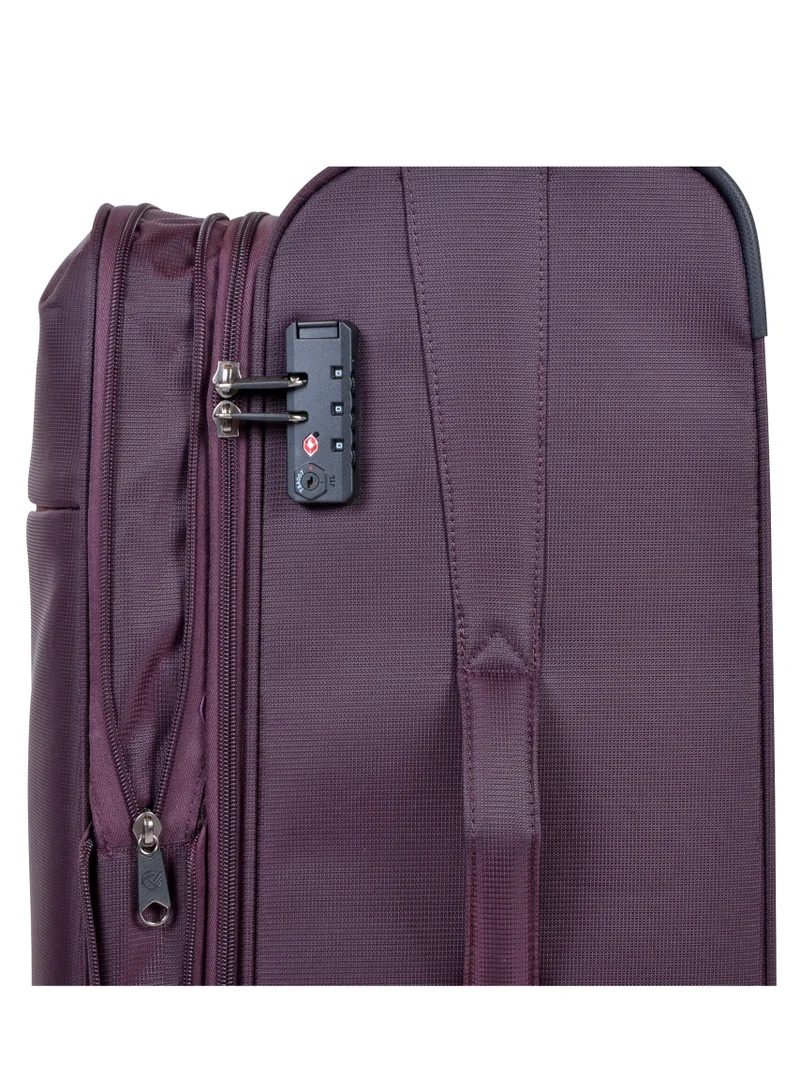 eminent Purple Soft Case Travel Bag Luggage Trolley for Unisex Polyester Lightweight Expandable Wheeled Suitcase with TSA lock V6101 Purple  | Best Price UAE