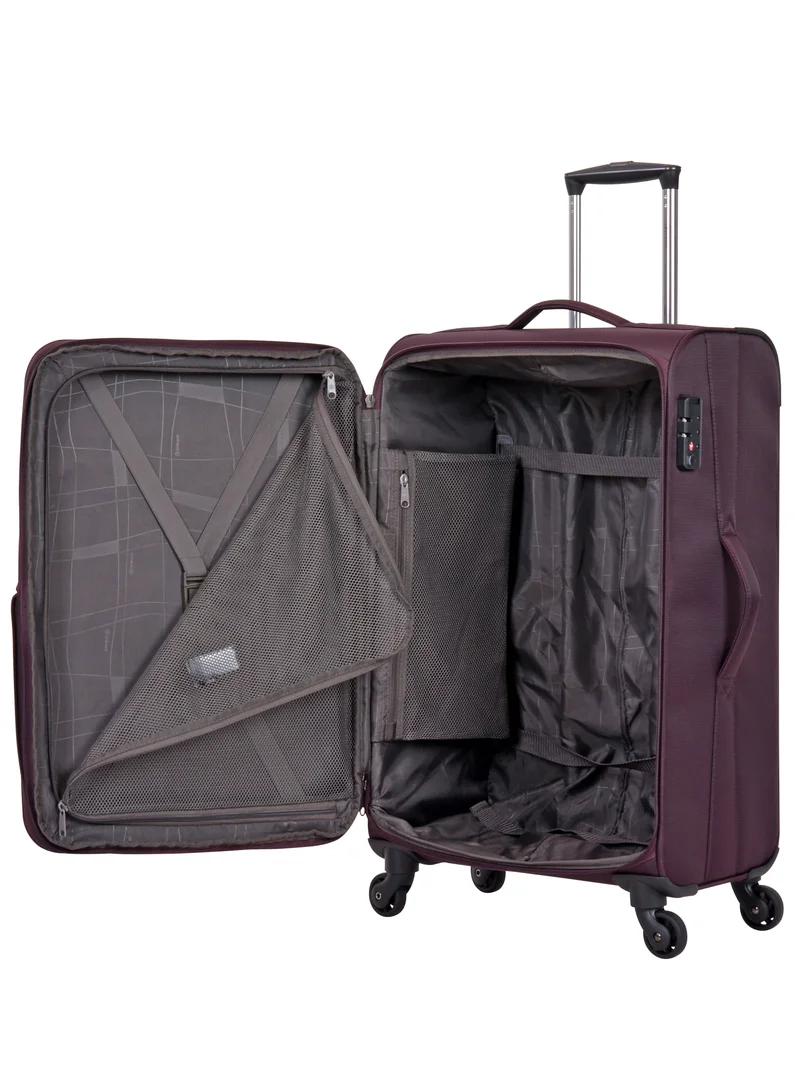 eminent Purple Soft Case Travel Bag Luggage Trolley for Unisex Polyester Lightweight Expandable Wheeled Suitcase with TSA lock V6101 Purple  | Best Price UAE