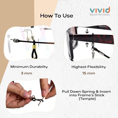 VIVID vision Unisex Adult Fabric Eyeglass Holder Strap Cord | New Chain Adjust on Sunglasses | Anti-slip Retainer Lanyard String Eyewear Frame | CH-125 - Image 3