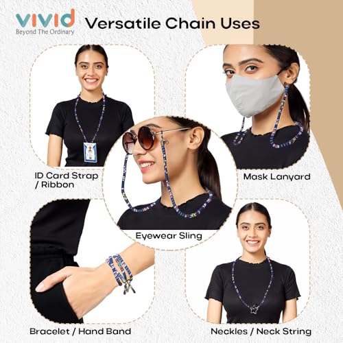 VIVID vision Unisex Adult Fabric Eyeglass Holder Strap Cord | New Chain Adjust on Sunglasses | Anti-slip Retainer Lanyard String Eyewear Frame | CH-125 - Image 2