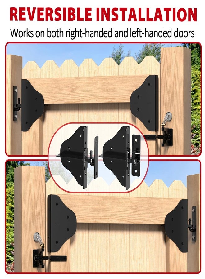 Mofeez Anti Sag Gate Kit Fence Gate Hardware - Heavy Duty 90 Degree Right Angle Hinges with Self-Locking Gate Latch & Corner Brace - for Wood Gates, Garden Fence (1 Set) - Image 5
