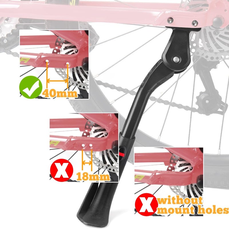 Sataway Bike Kickstand - Adjustable, Aluminum Alloy Strong Rear Mount Bicycle Kick Stand for 24-29 inch Electric & Mountain Adult Bike(40mm) - Image 2