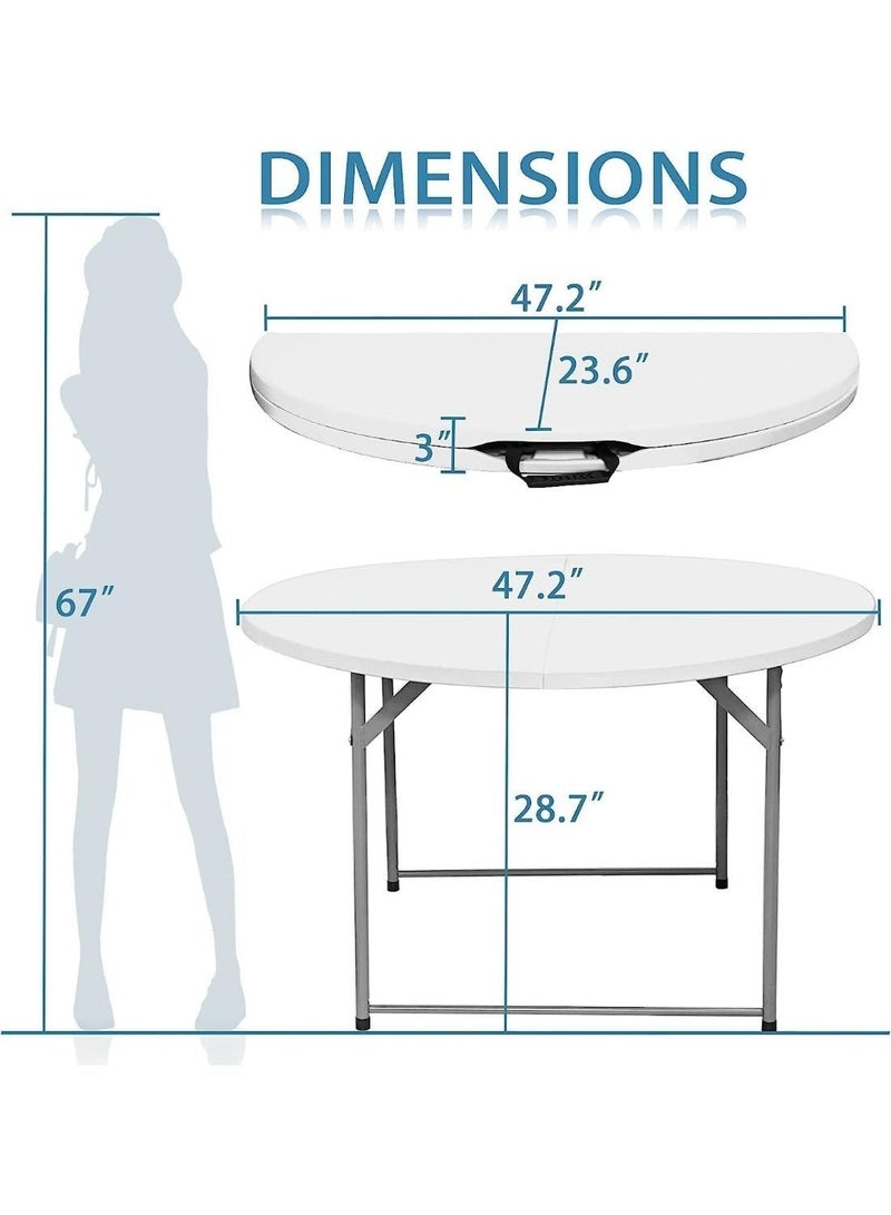 RUIYADA Round Table, Round Folding Table 48 inch, Bifold Round Table, Plastic Dining Table, Event Commercial Table for Wedding, Party, Garden, Patio - Image 2