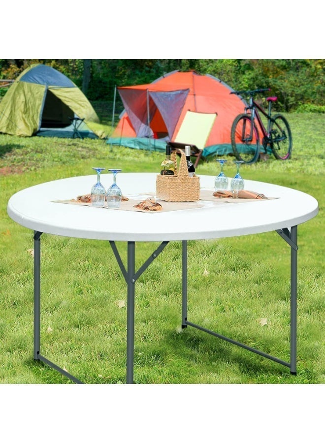 RUIYADA Round Table, Round Folding Table 48 inch, Bifold Round Table, Plastic Dining Table, Event Commercial Table for Wedding, Party, Garden, Patio - Image 4