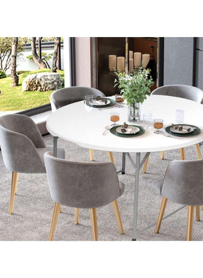 RUIYADA Round Table, Round Folding Table 48 inch, Bifold Round Table, Plastic Dining Table, Event Commercial Table for Wedding, Party, Garden, Patio - Image 5