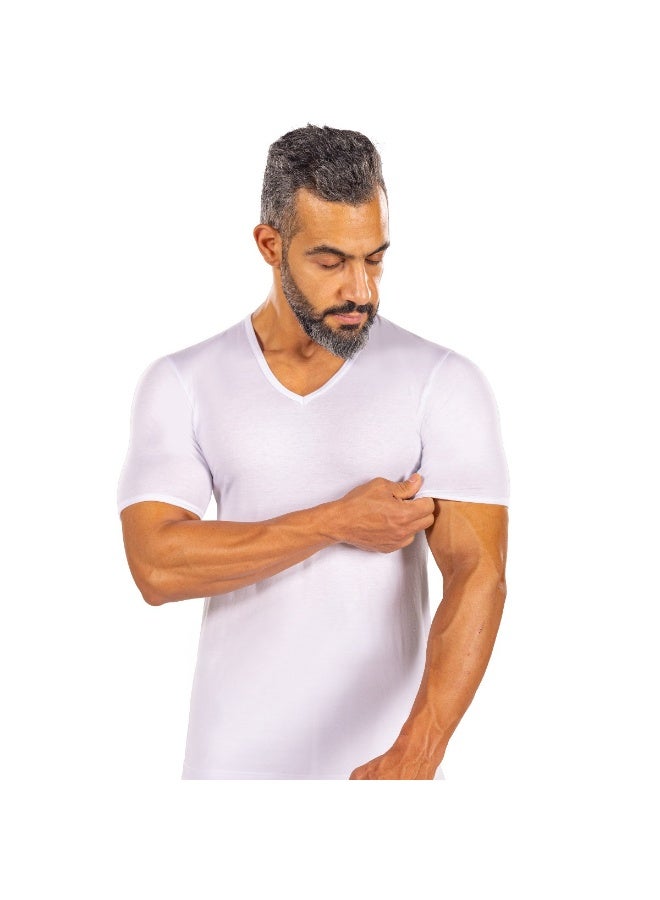 Men's short-sleeve V-neck undershirt (pack of 6); a comfortable cotton undershirt for daily use and for wearing under traditional robes or other clothing, featuring a practical design and all-day comfort. - Image 3