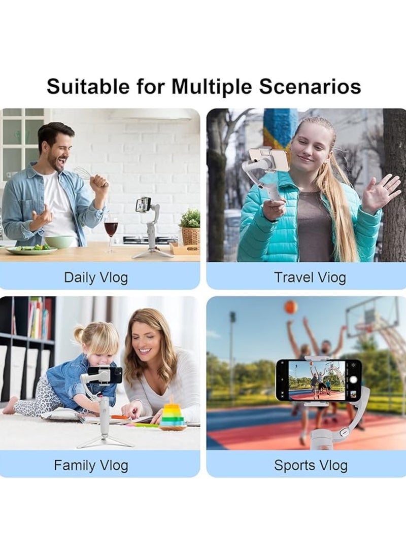 Panvil - 3 Axis M1 Foldable Pocket Handheld Gimbals, Anti-Shake Face Tracking Bluetooth Control Selfie Stick Compatible with iPhone Android Tiktok YouTube Vlog Video - Image 1