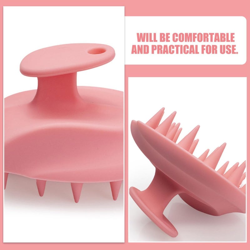 Silicone Scalp Brush and Head Massager for Shampooing, Pink Handheld Hair Scrubber with Soft Bristles for Dandruff Removal and Scalp Exfoliation in Shower Use - Image 3