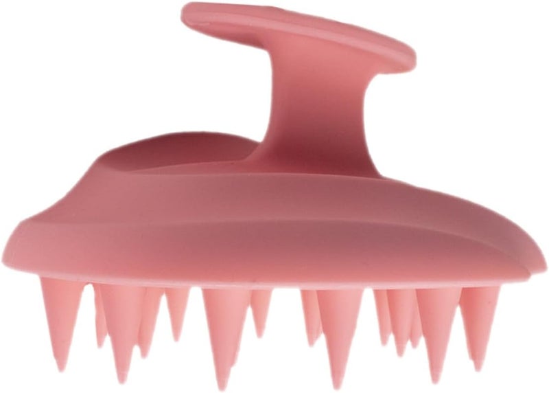 Silicone Scalp Brush and Head Massager for Shampooing, Pink Handheld Hair Scrubber with Soft Bristles for Dandruff Removal and Scalp Exfoliation in Shower Use - Image 1
