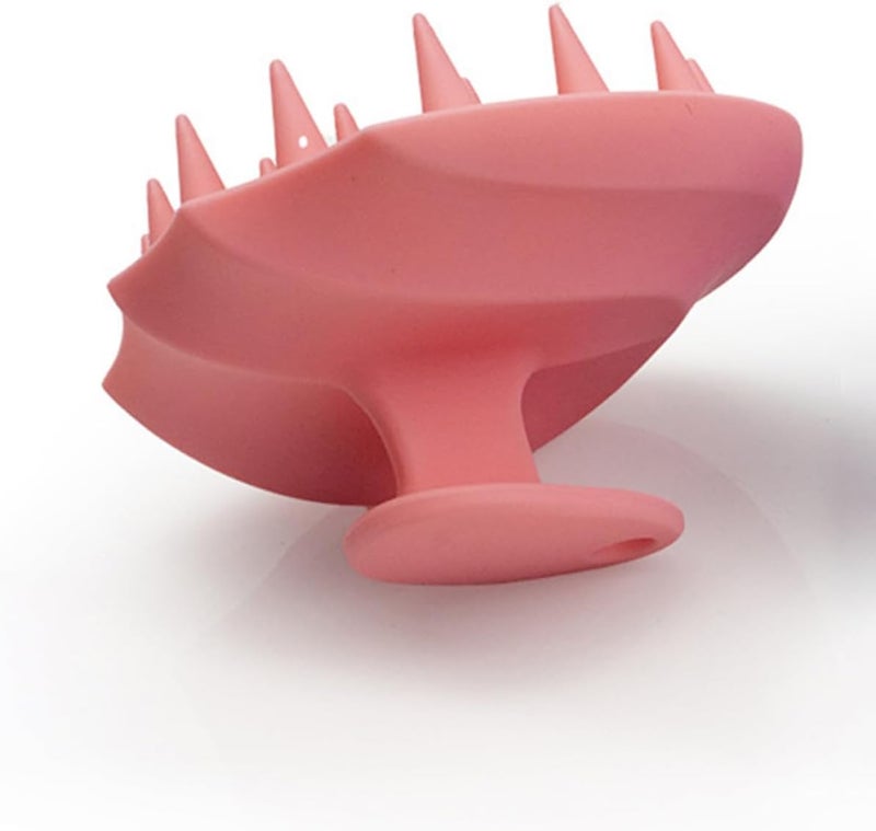 Silicone Scalp Brush and Head Massager for Shampooing, Pink Handheld Hair Scrubber with Soft Bristles for Dandruff Removal and Scalp Exfoliation in Shower Use - Image 4