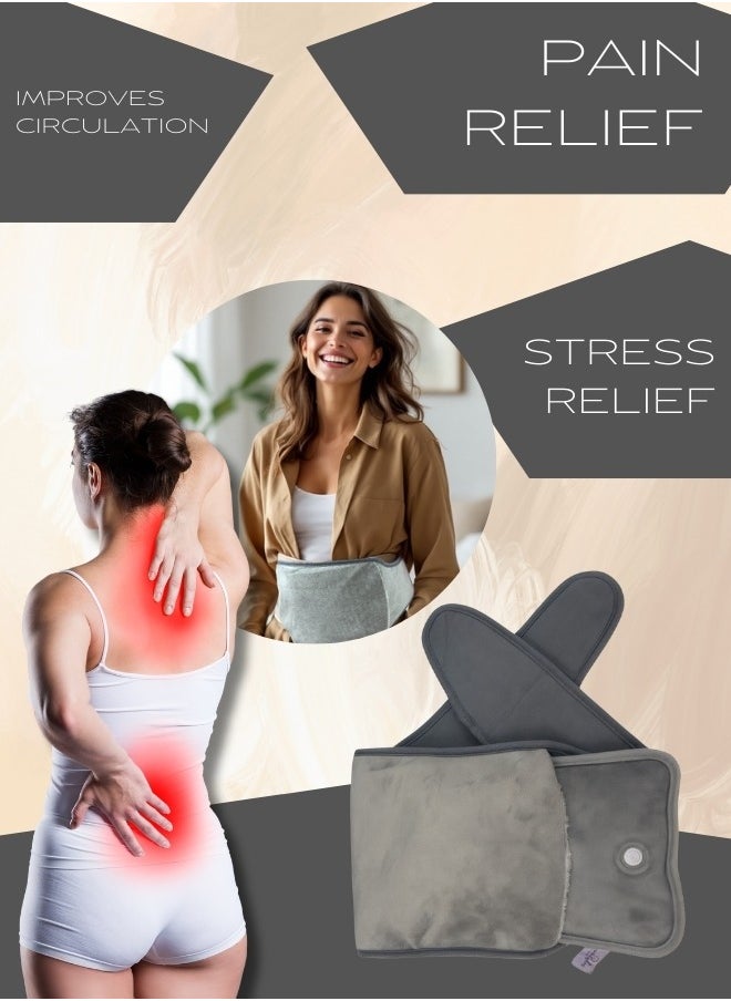 Breeze & Ripplez Breeze & Ripplez™ Set of 1pc electric rechargeable heating water bag soft fleece cover for pain relief advanced leak proof technology fast heating with 1 pc belt for pain relief  - Image 4