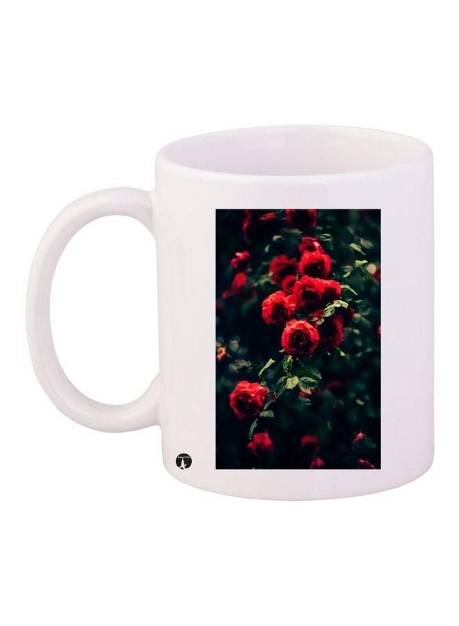 RYN Floral Printed Coffee Mug White/Red/Green 11ounce